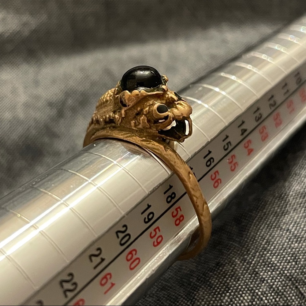 brass onyx dragon ring
